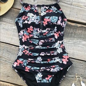 CUPSHE Ice Shards Shirring One-piece Swimsuit